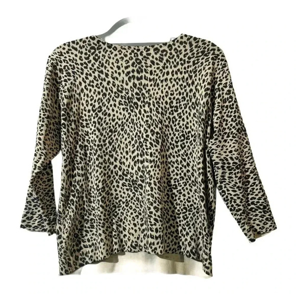 Anna Gray VTG Silk Womens V-Neck Leopard Print Blouse 3/4 Sleeve Size L Mob Wife - Picture 4 of 9